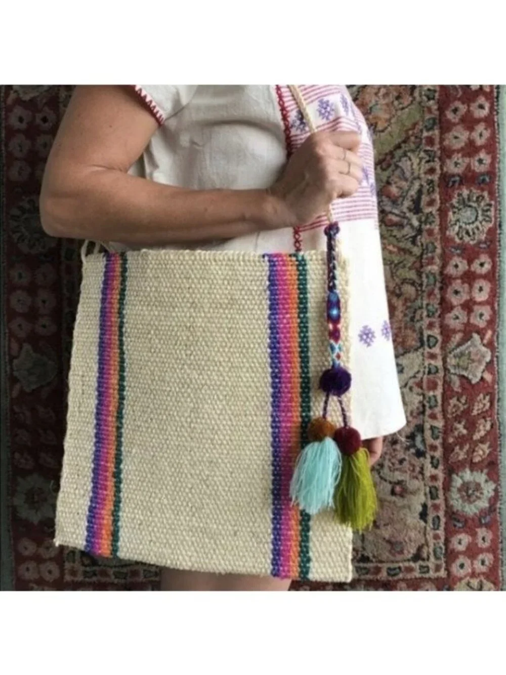 Palm Striped Tote Mexican Cross Body Shouler Carry